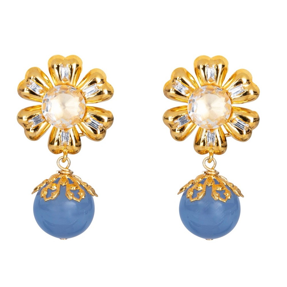 Blue Lace Flower Earrings